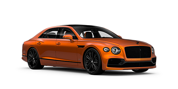 Bentley Essex (Chelmsford) Bentley Flying Spur Speed front side angled view in Orange Flame coloured exterior. 
